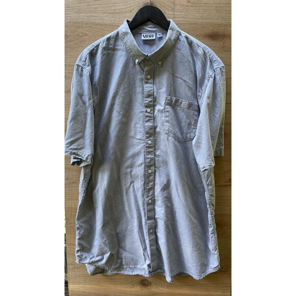 Vans Off The Wall Shirt Men XXL Gray Shirt Sleeve Button Down - Picture 1 of 11